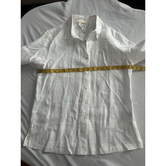 Vintage Talbots Irish Linen Collared Button Blouse Womens Size 8 White NWT - Picture 6 of 8